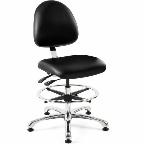 Chair,ISO 7 Cleanroom, Articulating, Vinyl, 27"x27"x52", BK