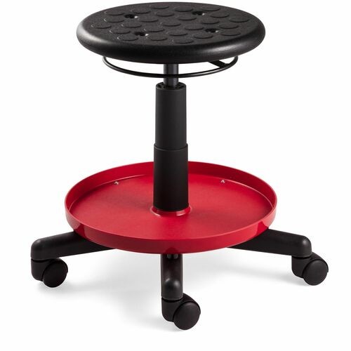 Stool, Adjustable, Carpet-Floor Casters, 23"x23"x45", Poly., BK