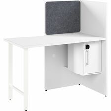 Cube Desk, w/Cabinet/Tackboard, 1-Person, 59"x30"x48", White
