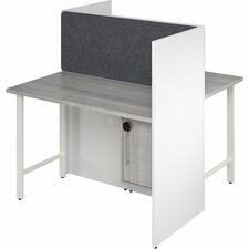 Cube Desks, w/Cab/Full Tackbd, 2-Person, 47"x24"x48", WE/PlatGY