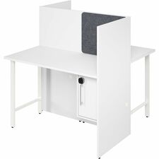 Cube Desks, w/Cabinet/Tackboard, 2-Person, 47"x24"x48", White