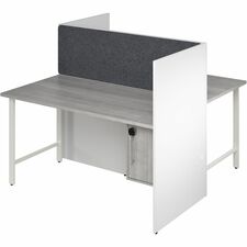 Cube Desks, w/Cab/Full Tackbd, 2-Person, 59"x30"x48", WE/PlatGY