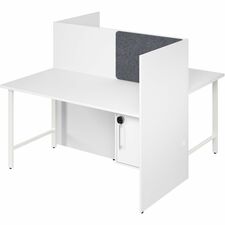 Cube Desks, w/Cabinet/Tackboard, 2-Person, 59"x30"x48", White
