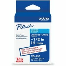 Label Tape, Laminated, f/P-touch, 0.47"x26.2', RedonWhite