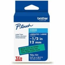 Label Tape, Laminated, f/P-touch, 0.47"x26.2', BlackonGreen