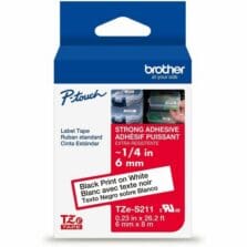 Label Tape, Xtra-Strength, f/P-touch, 0.23"x26.2', BlackonWhite