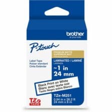Label Tape, Laminate, f/P-touch, 0.94"x26.2', BlackonMatteWhite