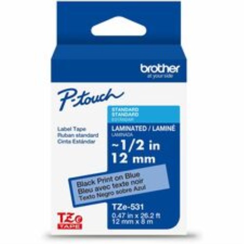Label Tape, Laminated, f/P-touch, 0.47"x26.2', BlackonBlue