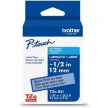 Label Tape, Laminated, f/P-touch, 0.47"x26.2', BlackonBlue