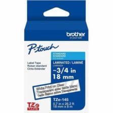 Label Tape, Laminated,P-touch, Indoor&Outdoor, 0.7"x26.2', White Print/Clear Tape