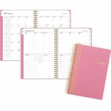 Planner, Wkly/Mthly, 12Mths, Jan-Dec, 5-1/2"x8-1/2"Pg, Pink