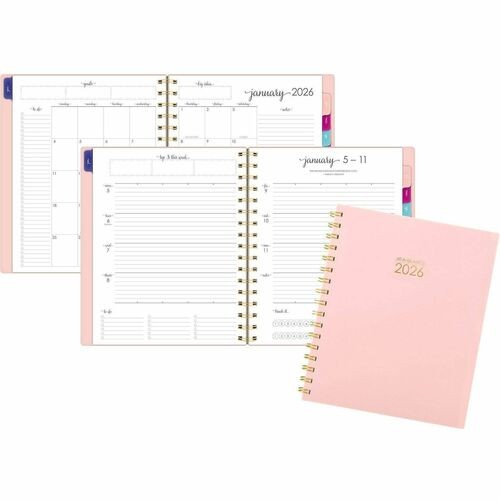 Harmony Weekly/Monthly Poly Planner, 8.81 x 7.88, Pink Cover, 13-Month: Jan 2026 to Jan 2027