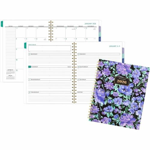 Planner, Badge, Wkly/Mthly, 13Mths, Jan-Jan, 8-1/2"x11", Floral