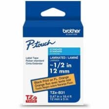 Label Tape, Lamin, f/P-touch, 0.47"x26.2', BlackonFlu.Orange