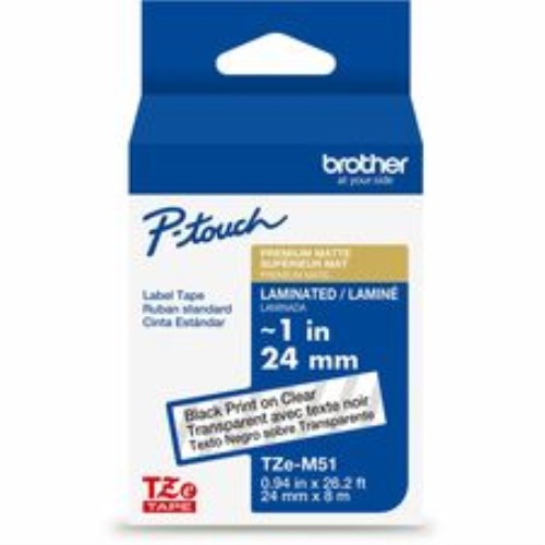 Label Tape, Laminate, f/P-touch, 0.94"x26.2', BlackonMatteClear