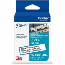 Label Tape, Laminated, P-touch, 0.47"x26.2', BlackonWhite