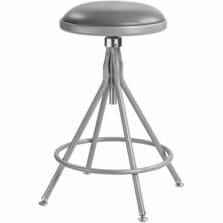 Stool, Swivel, HeavyDuty, Padded, SteelFrame, Footrest, HeightAdjst, Glides, Vinyl, 14"Wx24"-30"H, Grey