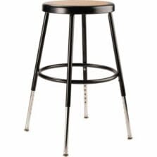 Stool, 6200 Series, Steel Frame, Masonite Seat, Adjustable Legs, 14"x19"-27", Black