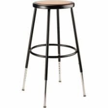 Stool, 6200 Series, Steel Frame, Masonite Seat, Adjustable Legs, 14"x25"-33", Black