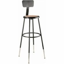 Stool, 6200 Series, Steel Frame, Masonite Seat, Adjustable Legs, Adjustable Back, 14"x31"-39", Black
