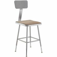 Stool, SquareSeat, HvyDuty, HeightAdjst, SteelFrame, Masonite, w/Footrest, AdjstBackrest, 14"Wx17.5"-26"H, GY