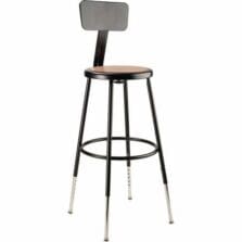 Stool, 6200 Series, Steel Frame, Masonite Seat, Adjustable Legs, Adjustable Back, 14"x25"-33", Black