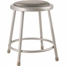 Stool, HeavyDuty, Padded, Footrest, SteelFrame, Vinyl, 14"Wx18"H, Grey