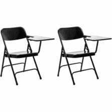 Chair, Folding, w/Folding Tablet Arm, Left, MDF, Laminate, Steel, 20-1/2"Wx28-3/4"Dx29-1/2"H, 2/CT, Black