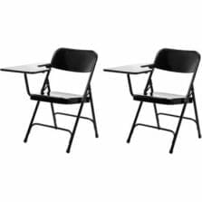 Chair, Folding, w/Folding Tablet Arm, Right, MDF, Laminate, Steel, 20-1/2"Wx28-3/4"Dx29-1/2"H, 2/CT, Black