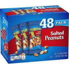 Nuts, Peanuts, Salted, Snack Packs, Crunchy, 48/CT, Multi