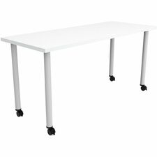 Table, Multi-Purp., PostLeg, Casters, 60"x24"x29", Designer White