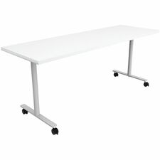 Table, Multi-Purpose, T-Leg, Casters, 72"x24"x29", Designer White