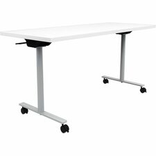 Table, Flip, w/Casters, T-Leg Base, 72"x24"x29", Designer White