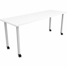 Table, Multi-Purp., PostLeg, Casters, 72"x24"x29", Designer White