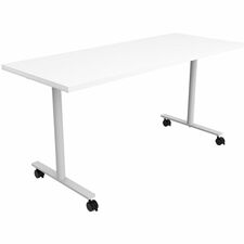 Table, Multi-Purpose, T-Leg, Casters, 60"x24"x29", Designer White