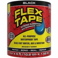 Tape, AllPurpose, Flex,Water/Air/Moisture, UV-Resist, RubberizedBack, MultiSurface, f/Repairs, 4"x5', BK