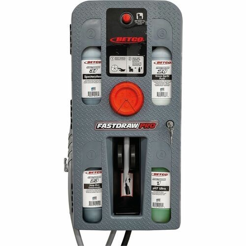 Dispenser, f/Chemicals, w/Lock, 2 FlowRates, 13"x25.75"x7.25", GY