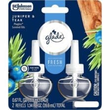 Air Freshener, f/Glade PlugIns, Juniper & Teak, 2/PK, 6/CTClear