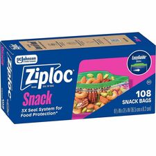 Snack Bags, GripnSeal, 6-1/2"x3-1/4", 108/BX, 12/CT, Clear