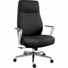 ExecChair, HighBack, SwivTilt, FixArm, Poly, 43.7"-46.7"x20.1", BK