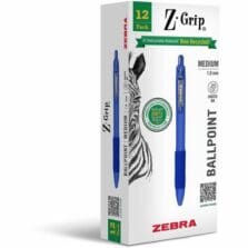 Pen, Retractable, w/Grip, Recycled Material, 1.0mm Tip, 1 DZ, Blue