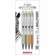 Pens, Retractable, Steel Barrels, 0.7mm Fine-Tip, Clip, 4/PK, AST