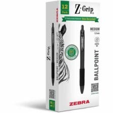 Pen, Retractable, w/Grip, Recycled Material, 1.0mm Tip, 1 DZ, BK