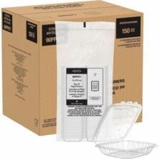 Food Containers, Hinged, DualTemp, Polyprop, 9", 75/PK, 2/CT, Clear