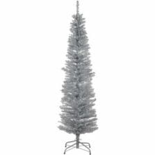 Tree, Tinsel, 20" Base, 6'H, Silver