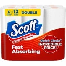Paper Towels, Double Roll, 108/RL, 6RL/PK, 4/CT, White