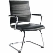 GuestChair, Leath/Chrome, CantileverBase, 22.6"x24.4"x35.4", BK