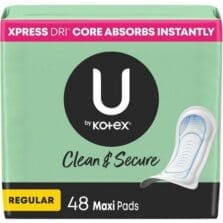 Menstrual Pads, Regular, Maxi, XpressDri, NoWIngs, 48/PK, White