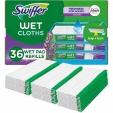 Wet-Mop Cloths, Sweeper, Lavender, 8"x10", 36/CT, White