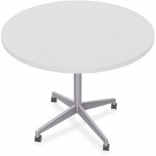 Table, Hospitality, ZIA, FLP, CST, MS, 36"RD, 6/BD, White